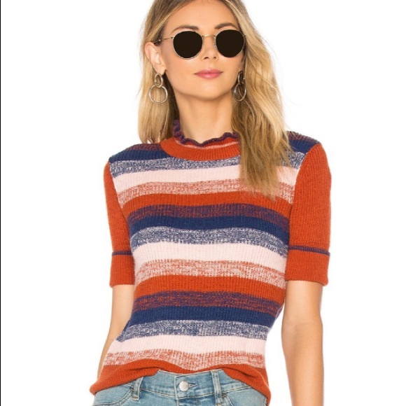 NWT Free People Best Intentions Striped Half Sleeve Sweater Shirt Size L - Picture 2 of 16